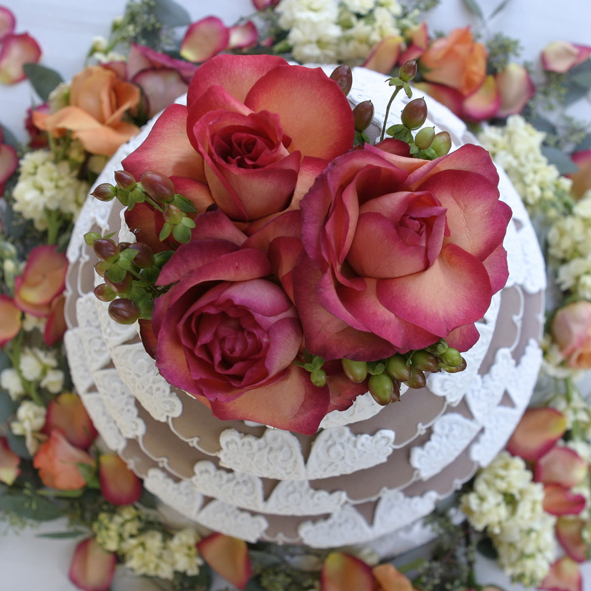 a cake with flowers on top