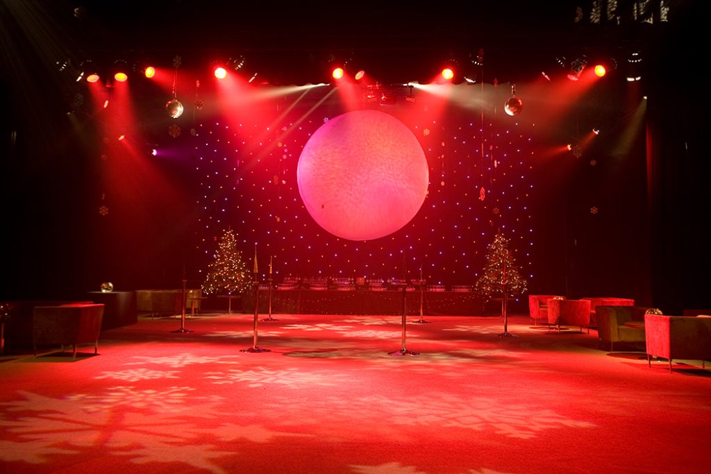 What makes the perfect Christmas party? 1 Reception on stage 8
