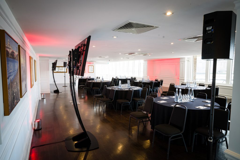 Lower River Room 2 The Mermaid London Setup for a conference with round table setup