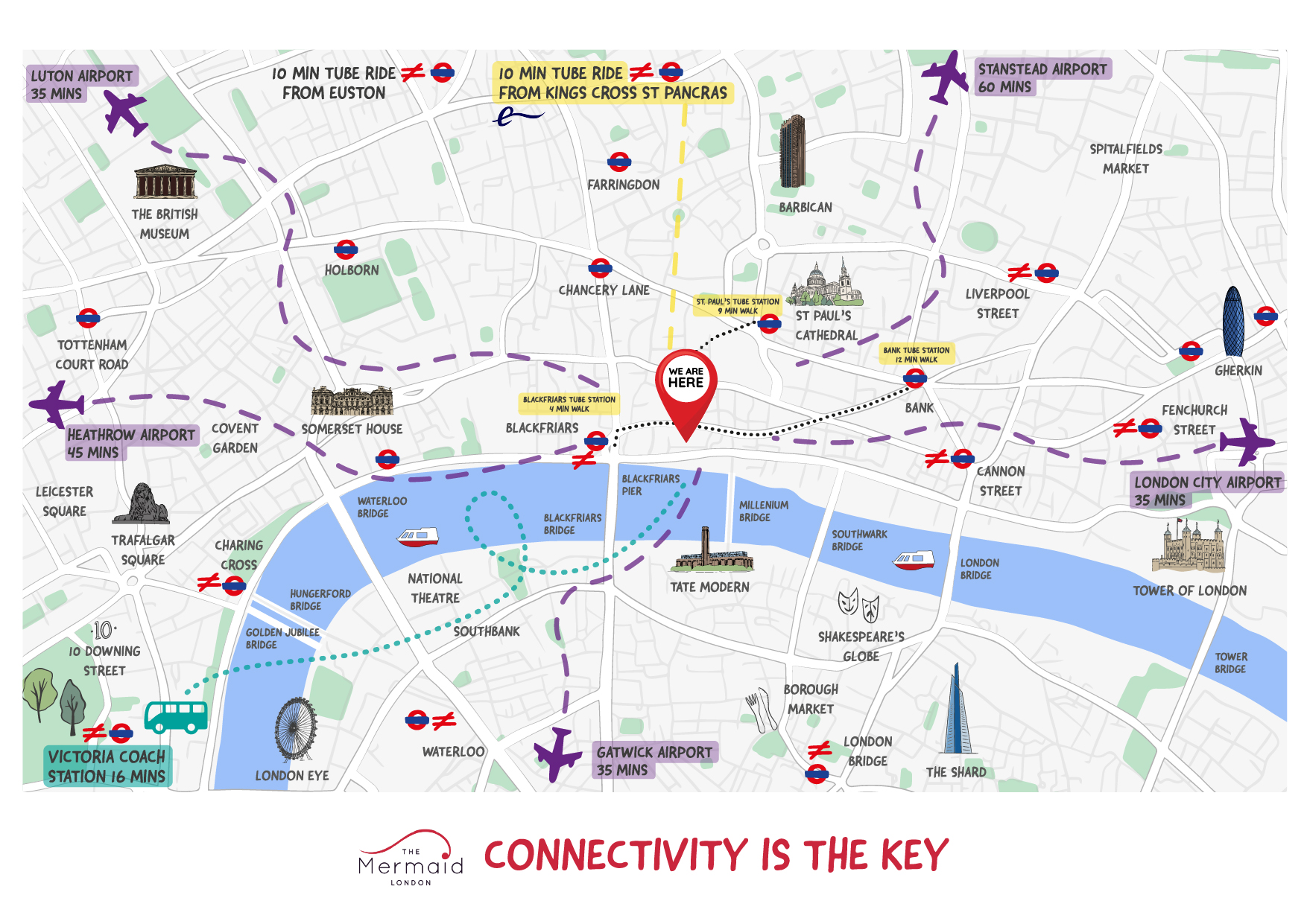 Map of London showing location of The Mermaid